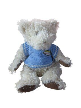 T-Design Las Vegas Cream Color Teddy Bear W/ Blue Sweater Plush Stuffed Bear